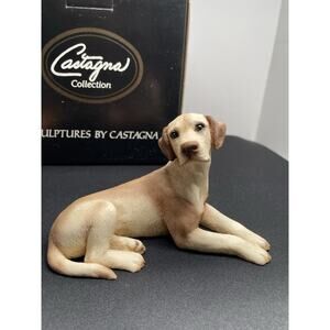 Vintage 1988 Made Italy Golden Yellow Retriever Dog Castagna Marked Original Box